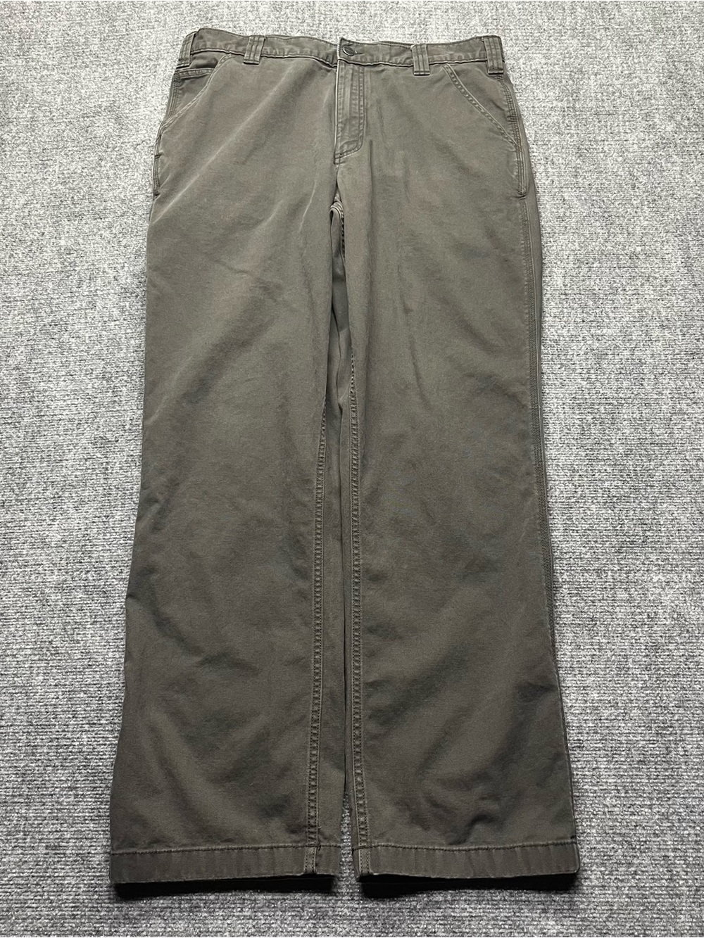 Carhartt Rugged Flex Canvas Work Pants Mens 36x34 Peat Green Relaxed Fit BN2291